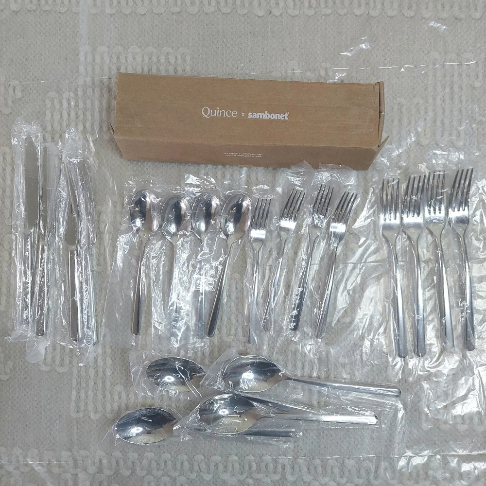 NEW! Quince- Sambonet Gia Minimalist 40 Piece Stainless Steel Flatware Set! (7)_5
